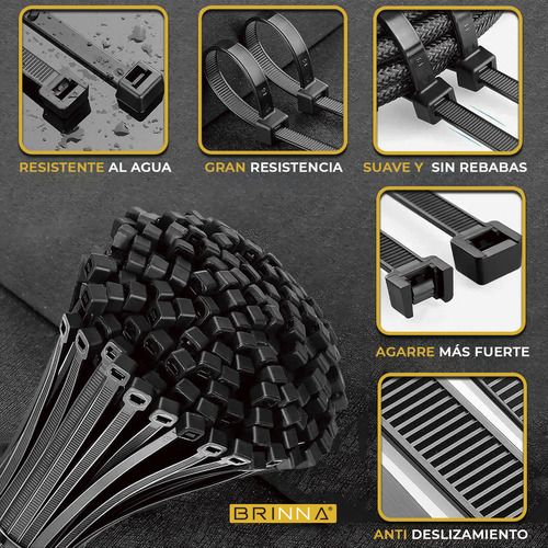 Precintos Plasticos 4,8x300mm Brinna Negro 100u