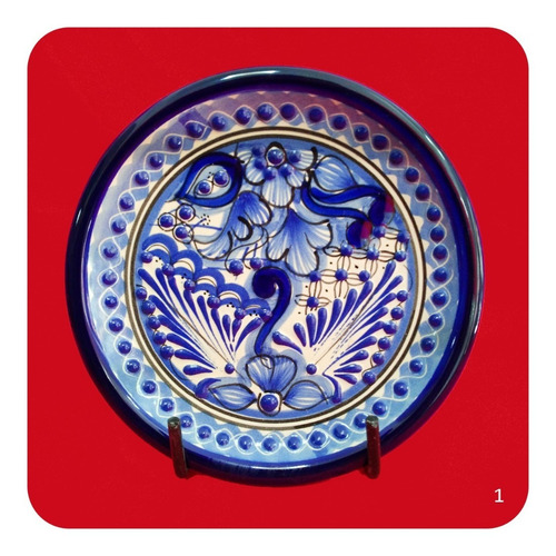 Imagen 3 de 9 de Set 10 Platos De Talavera Poblana 15 Cm Azul Trad Postre Plt