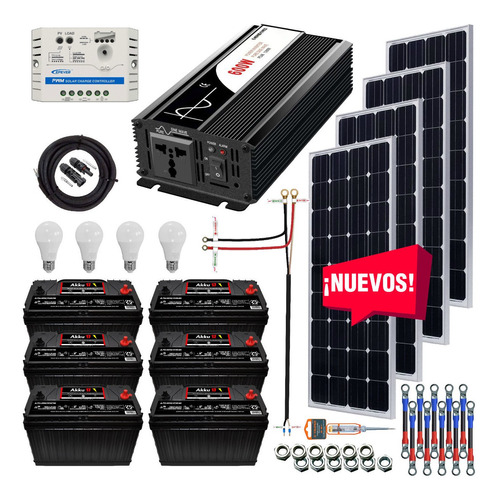 Kit Solar 3500 Watts, Akku, Inversor 600w Onda Pura, Pwm Sd