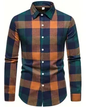 Comprar Camisas Hombre De Cuadros Casual Manga Larga Moda Slim Fit
