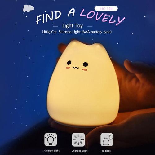Bonita Luz Nocturna Led Para Gatos, Silicona Que Cambia De C