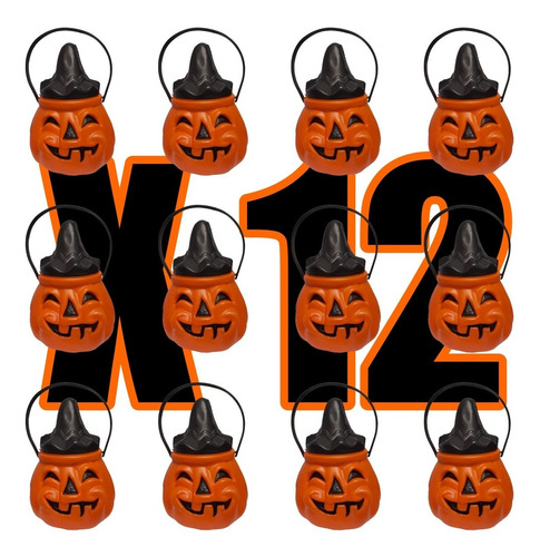Imagen 1 de 7 de Caramelera Calabaza Con Tapa X12 Para Golosinas Halloween