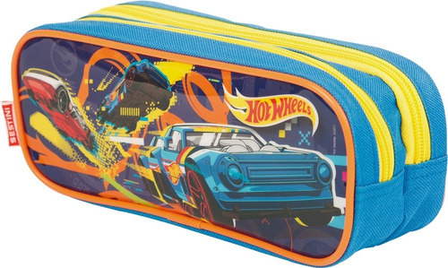 Imagem 2 de 3 de Estojo Escolar 2 Compartimentos Hot Wheels Sestini 65238