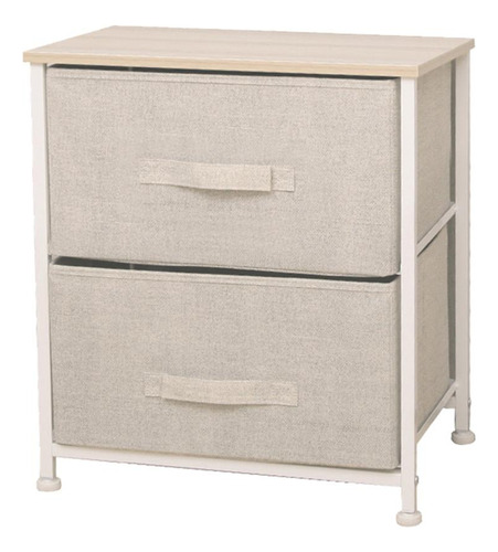 Mueble Organizador Mesa De Luz 2 Cestos En Tela Beige Oferta