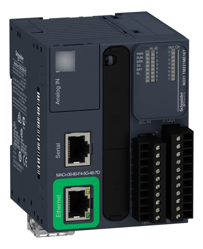 Tm221me16t Plc Logic Controller, Modicon M221, 16 Io, 8 Di,
