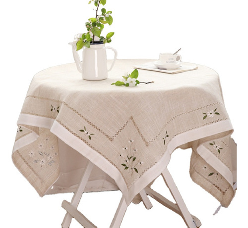 Mantel Elegante Mantel Rectangular Bordado A Mano