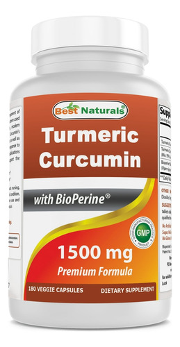 Best Naturals Turmeric Curcumin Cúrcuma 1500mg 180 Cápsulas 