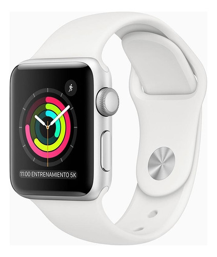 Apple Watch  Series 3 (GPS) - Caja de aluminio plata de 38 mm - Correa deportiva blanco