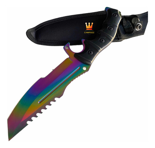 Cuchillo Tactico Full Tang Tornasol Rambo Con Funda 8477