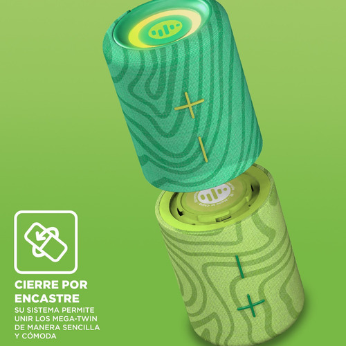 Parlante Portátil 2 en 1 Stromberg Mega Twin Ipx4 Bluetooth Color Verde lima