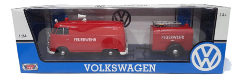 Volkswagen Combi Bombero Type 2 T1 Escala 1:24 Con Trailer 