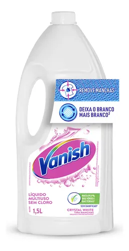 Tira Manchas Vanish Líquido Sem Cloro Crystal White para Roupas B...