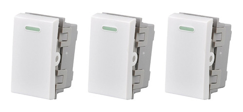 Pack 3 Modulo Interruptor 9/24 10a 250v Diseño Simple Blanco