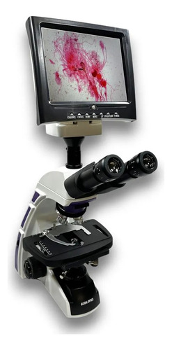 Kit Microscopio Trinocular 1600x C/ Monitor + Câmera 2mp