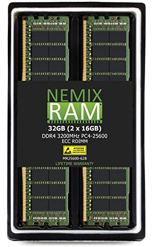 32 Gb, 2 X 16 Gb, Ddr4-3200, Pc4-25600, 2 X 8, Rdimm, Ecc, R