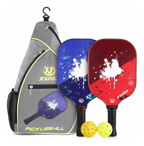 Xs Xspak Pickleball Paddles Set Of 2 With Sling Bag Carbn Fi