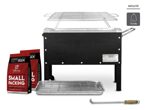 Caja China Mediana Inox+ Par Varillas+ Accesorios- Grillcorp Color Negro