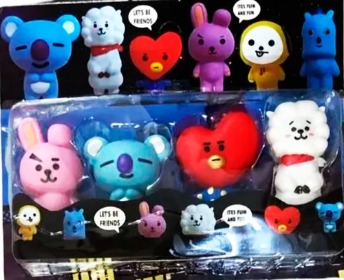 Bts Bt21 Pack Figuras Mascotas X 4 Unidades En Blister 