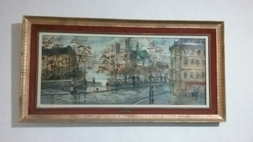 Espléndida Tela Óleo Notre Dame Paris Joseph Kraus 107x65cm