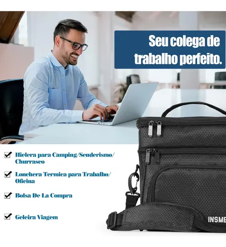 Lancheira Térmica Insmeer De 16 L Com Duas Camadas E À Prova De Vazamentos Preto Malha miniatura 6