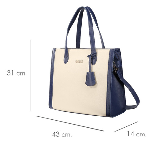 Bolsa tote Enso Casual color beige/azul marino