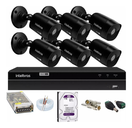 Kit Intelbras 6 Cam 1230b G7 Black Dvr 1208 C/hd 1tb Purple