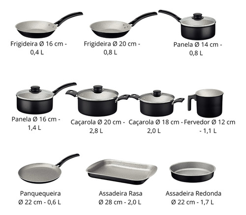 Jogo De Panela Tramontina Linz 10 Peças Conjunto De Alumínio Preto Com Revestimento Antiaderente Starflon Max Para Cozinha Completa Durabilidade Extra Turim Kit De Caçarolas E Panelas