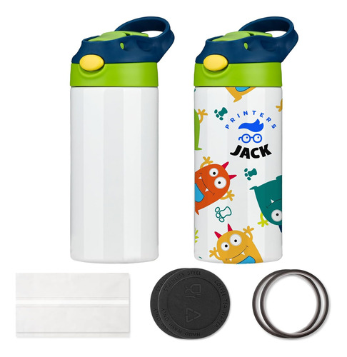 Vaso Delgado Niños De 12oz, Vaso De Acero Inoxidable S...