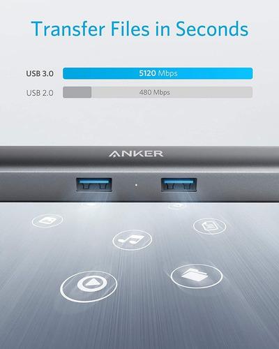 Adaptador Anker Usb-c - 3 Port Usb 3.0 + Hdmi + Red - Pc/mac