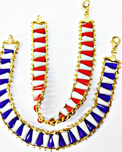 Shango Y Yemaya Pulseras Ides Chapa De Oro Cristales Cónicos