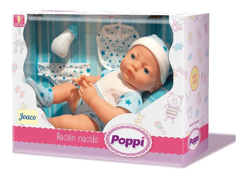 Muñeca Bebe Poppi Recien Nacido 35cm Con Accesorios Pp