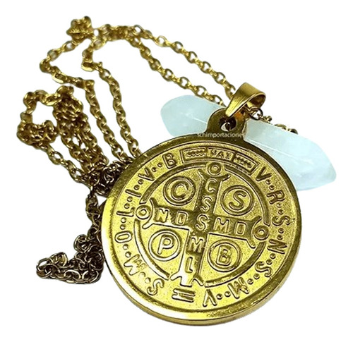 Medallon San Benito - Consagrado - Acero Dorado - M 22