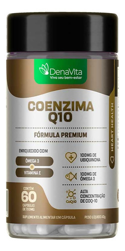 Coenzima Q10, Ômega 3 + Vitamina E - Suplemento - Denavita