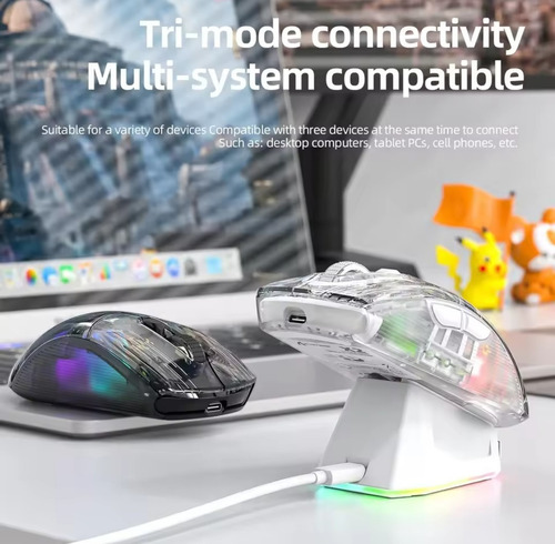Mouse Sem Fio Attack Shark X2 Pro Com Dock De Carregamento Preto