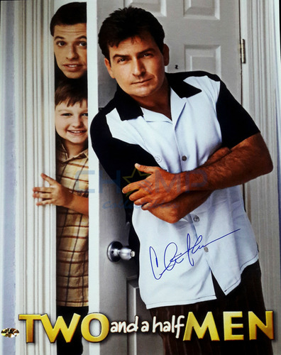 Poster Autografiado Charlie Sheen Two And A Half Men Harper (Usado)