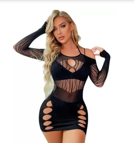 Conjunto Lenceria Femenina Babydoll Ropa Interior Malla Sexy