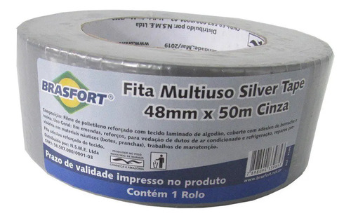 Fita Silver Tape 48 X 50m Cinza Brasfort