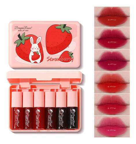 Juego De Tintes De Labios De 6 Colores, Brillo De Labios Cor