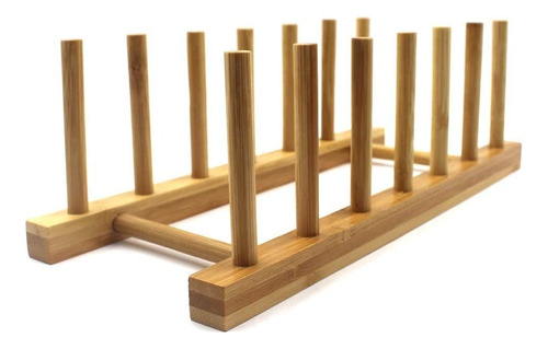 Estante Para Platos De Madera De Bambú, Soporte Para P...