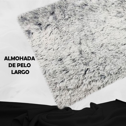Almohada Cojín Decorativo Abrazable Pelo Largo Suave Esquima Gris Esquimal