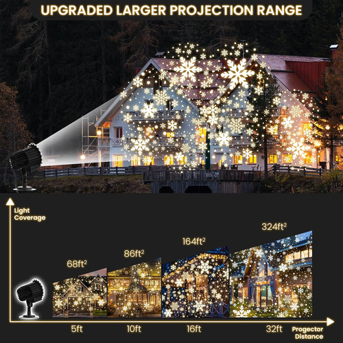 Luces De Proyector De Copo De Nieve De Navidad, Luces Led Di