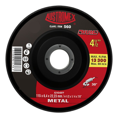 Disco De Desbaste Austromex 560 Hum 4.1/2 25 Pz Color Negro