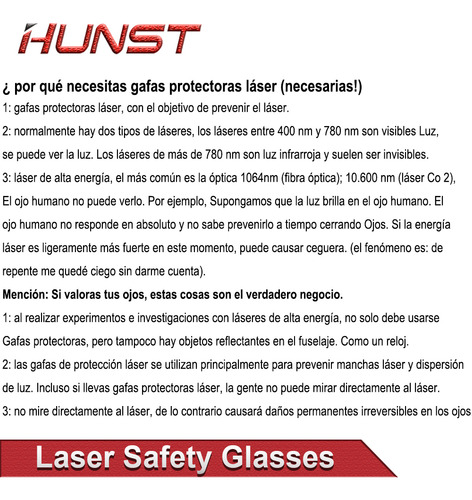 Gafas De Protección Ocular Láser De Seguridad Uv355 & 1064nm