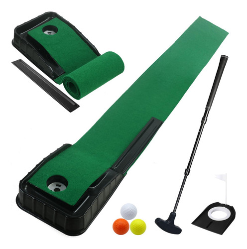 Tapete De Golf Con Automático De Pelota Que Putter Negro