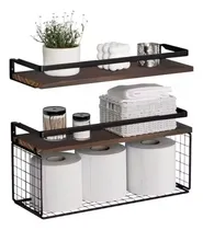 Comprar Set De Estantes Repisas Madera Con Canasto De Almacenamiento Madera
