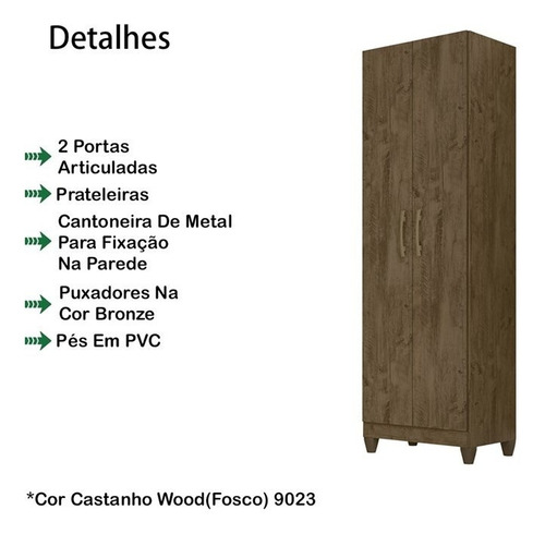 Armario Multiuso 2 Portas 9023 Castanho Wood Moval