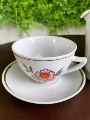 Conjunto De Chá E Café Porcelana Pozzani Antigo