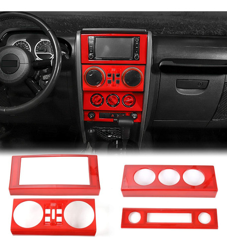 Cubierta Panel Para Consola Control Tablero Rojo Jeep Jk