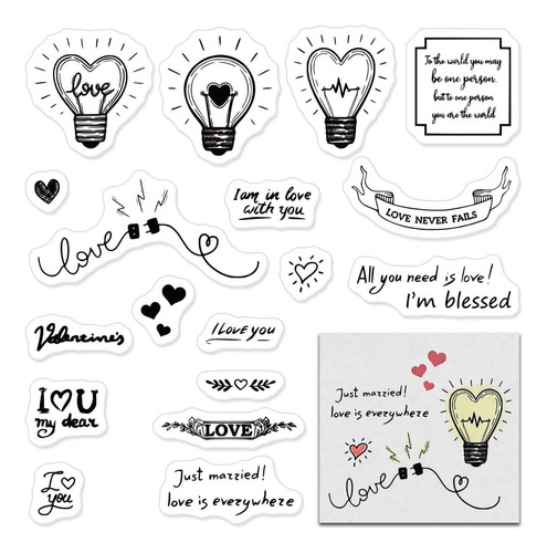 Valentine Love Heart Lamp Clear Stamps For Card Making,...
