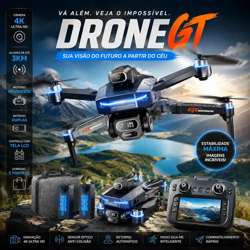 Mini Drone Gt8 Drone Profissional Camera 4k Fpv Tela E Bag Preto